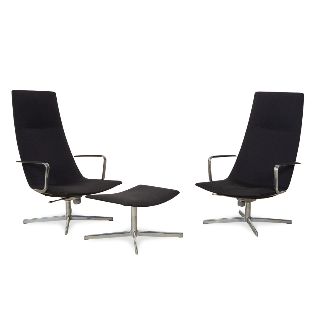 Arper Catifa 46 Stoff 2x Sessel inkl. Hocker Dunkelgrau Blau manuelle Funktion