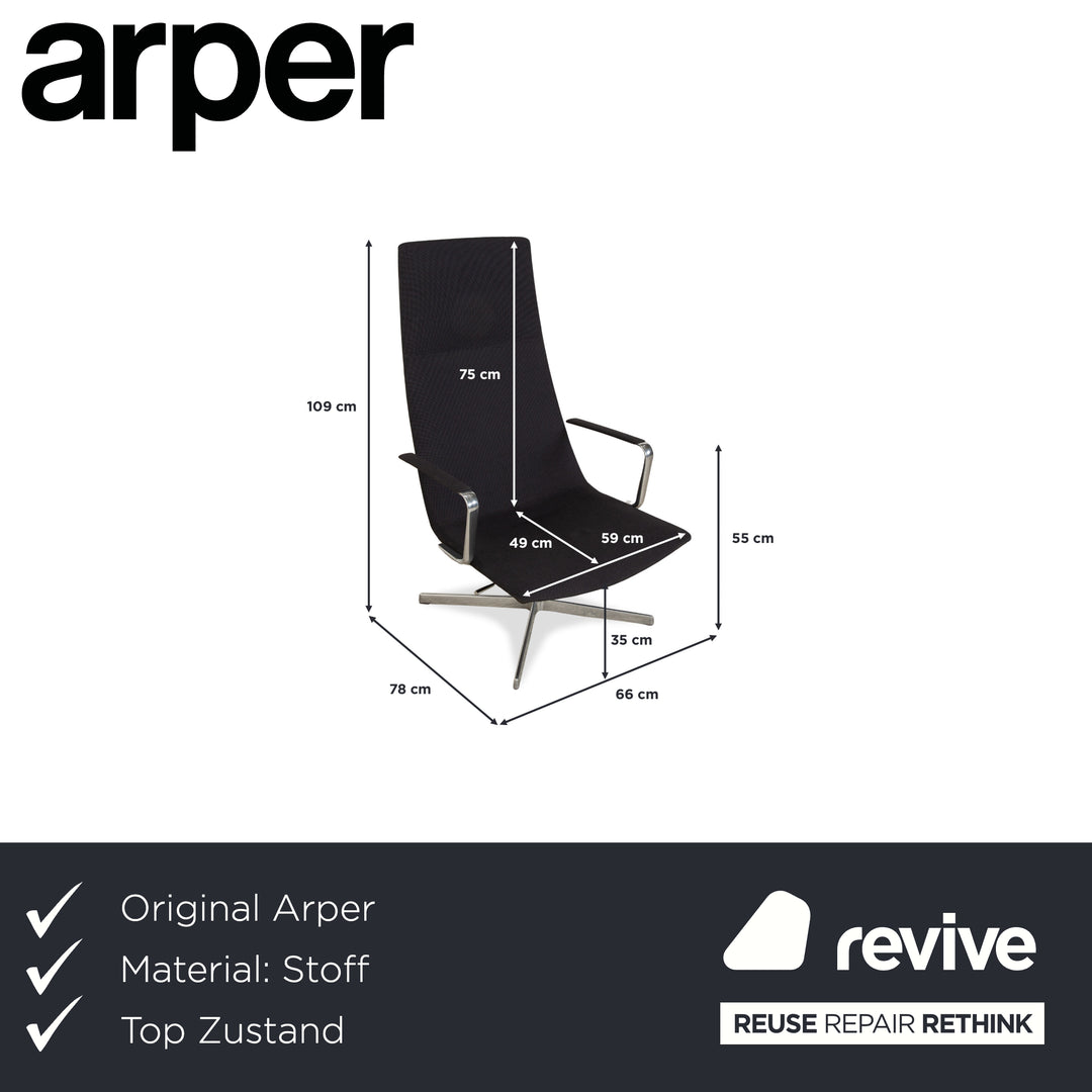 Arper Catifa 46 stoffen fauteuil donkergrijs blauw handmatige functie