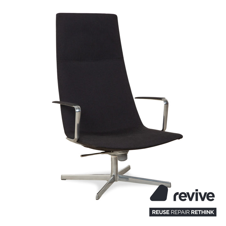 Arper Catifa 46 Stoff Sessel inkl. Hocker Dunkelgrau Blau manuelle Funktion