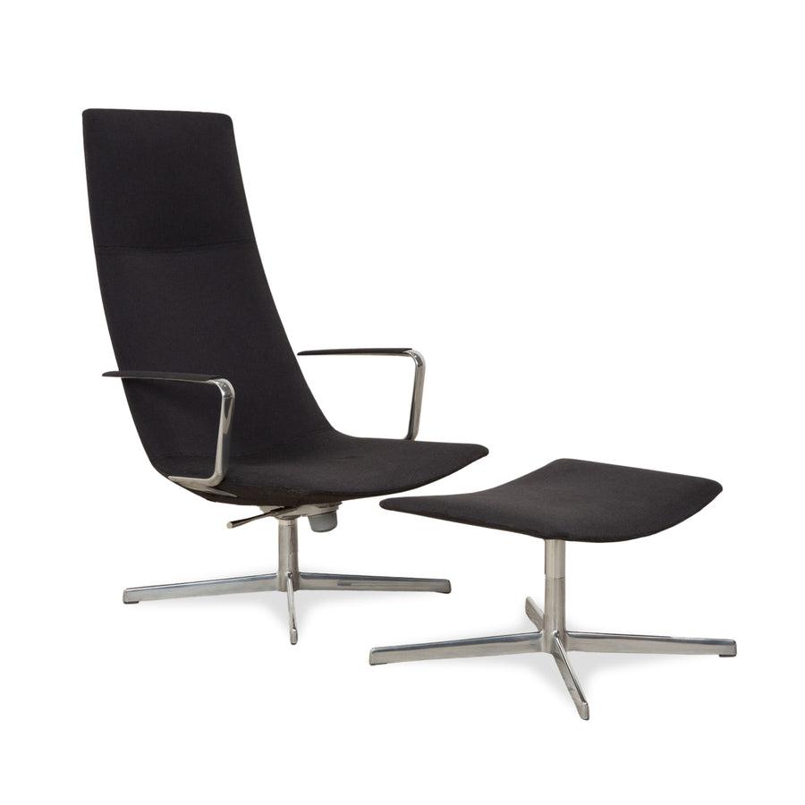 Arper Catifa 46 Stoff Sessel inkl. Hocker Dunkelgrau Blau manuelle Funktion