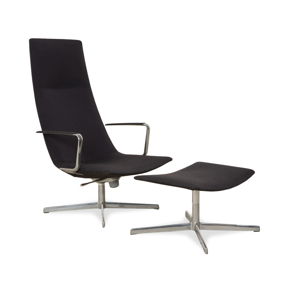 Arper Catifa 46 Stoff Sessel inkl. Hocker Dunkelgrau Blau manuelle Funktion