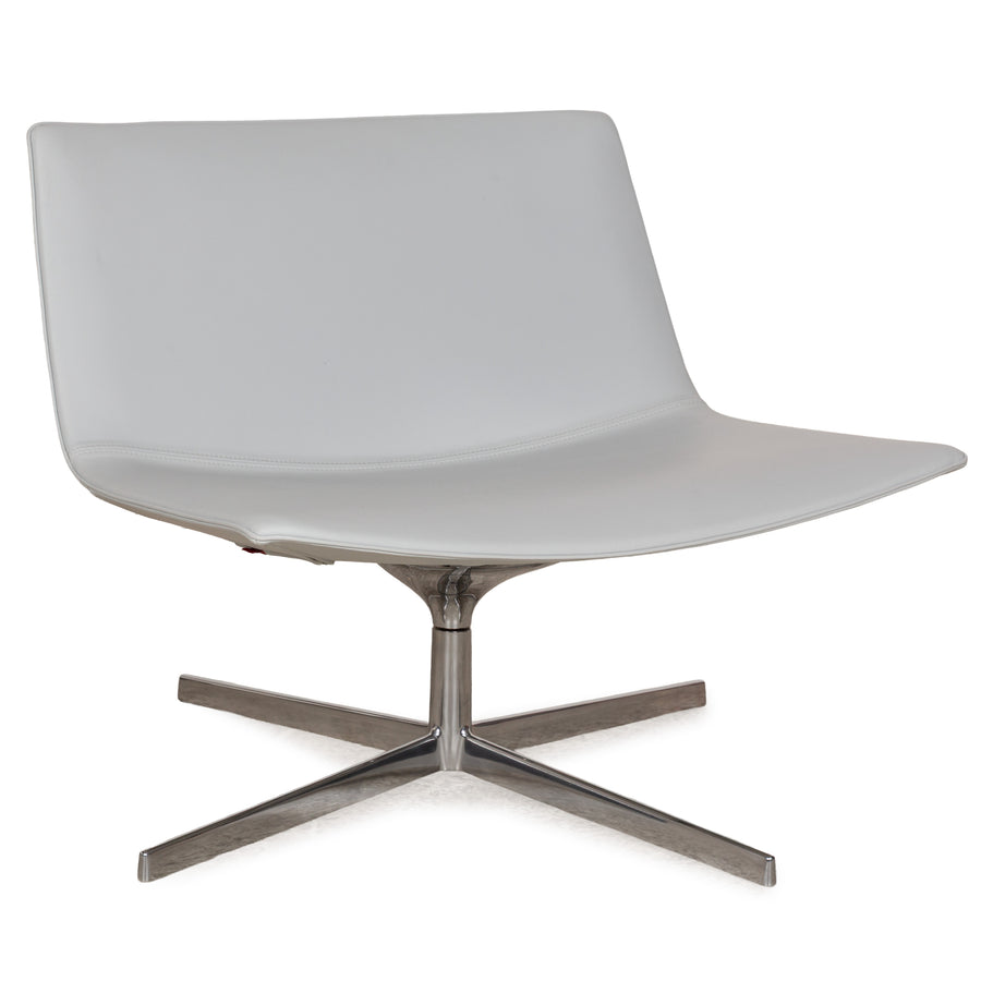 Arper Catifa 80 Leather Armchair Blue Blue-Gray Light Blue Swivel Function