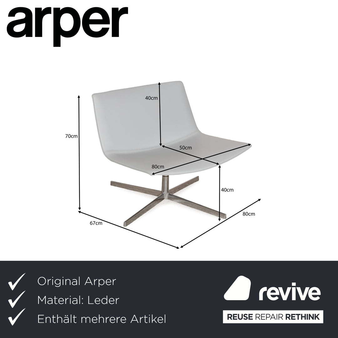 Arper Catifa 80 Leder Sessel-Garnitur Blau Blaugrau Hellblau Drehfunktion Set