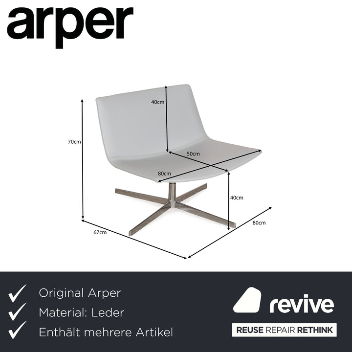 Arper Catifa 80 Leather Armchair Set Blue Blue-Gray Light Blue Swivel Function Set