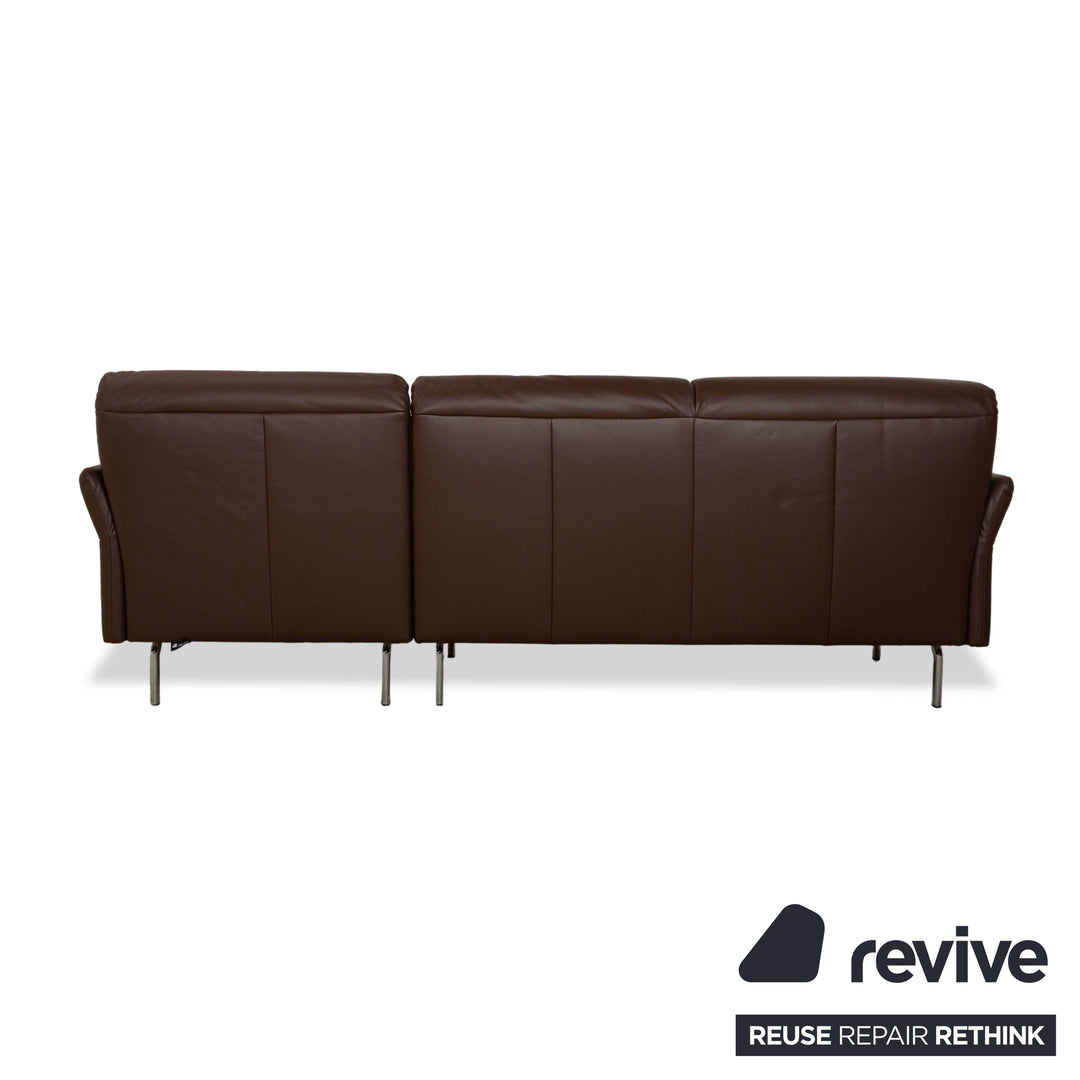 Artanova Avengo Leder Ecksofa Braun Récamiere Rechts Sofa Couch manuelle Funktion