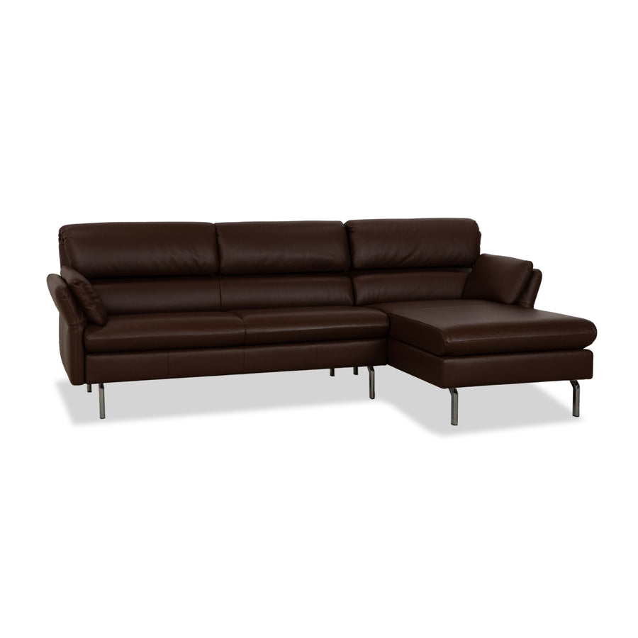 Artanova Avengo Leder Ecksofa Braun Récamiere Rechts Sofa Couch manuelle Funktion