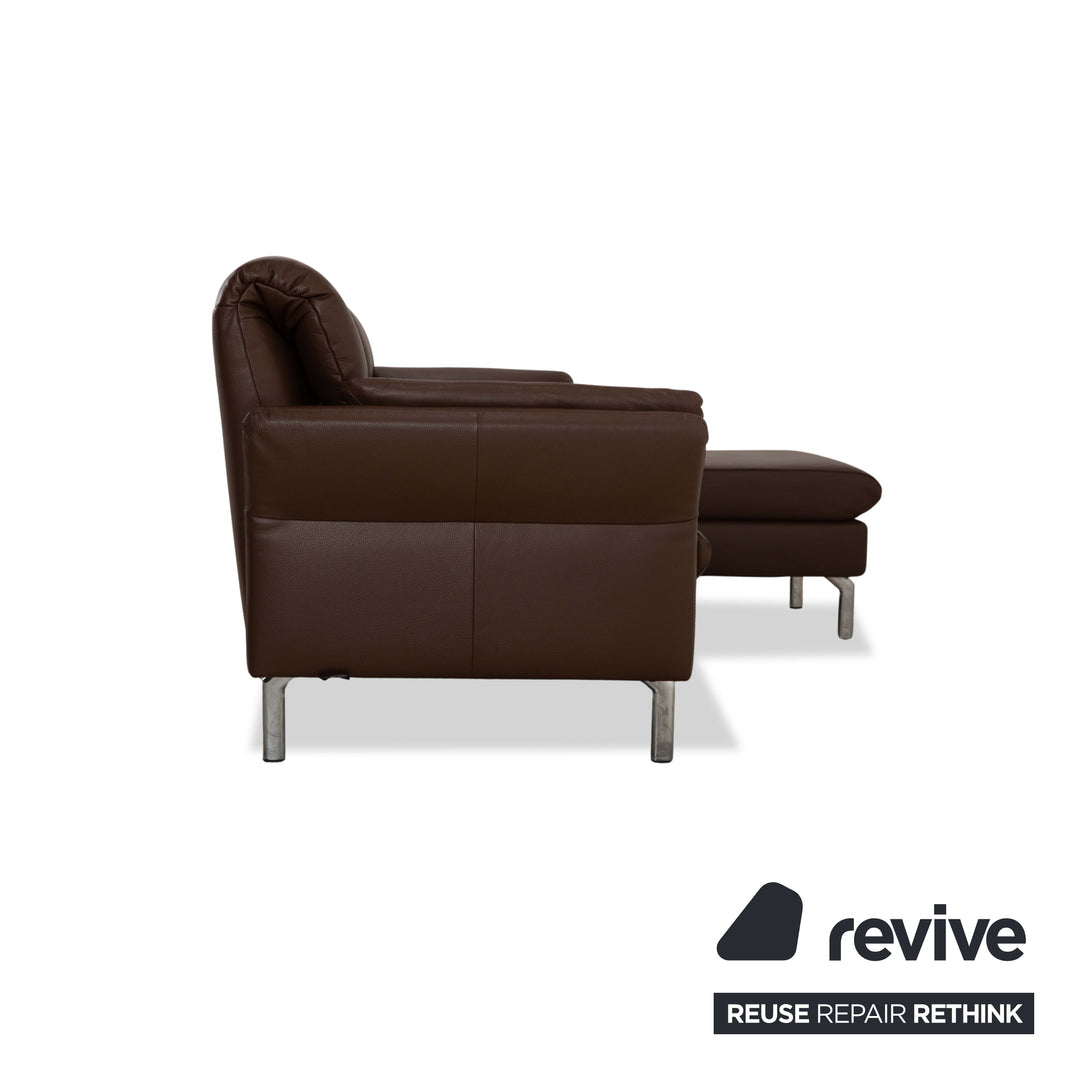 Artanova Avengo Leder Ecksofa Braun Récamiere Rechts Sofa Couch manuelle Funktion