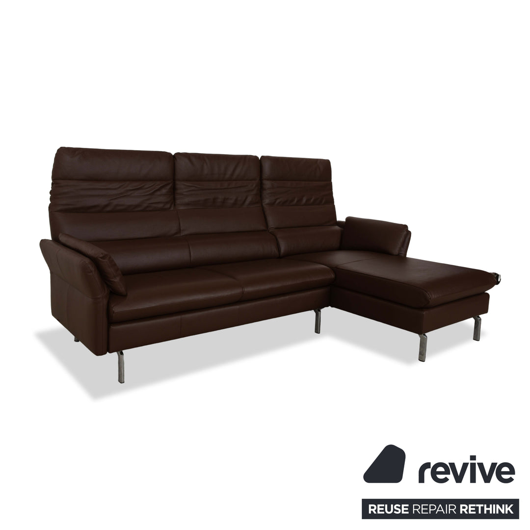 Artanova Avengo Leder Ecksofa Braun Récamiere Rechts Sofa Couch manuelle Funktion