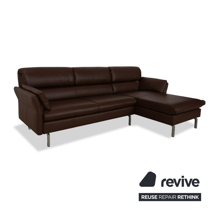 Artanova Avengo Leder Ecksofa Braun Récamiere Rechts Sofa Couch manuelle Funktion