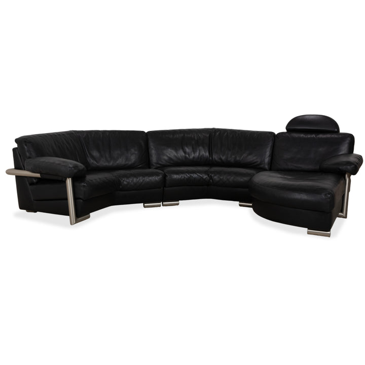 Artanova Medea Leder Ecksofa Schwarz Recamiere Rechts Sofa Couch