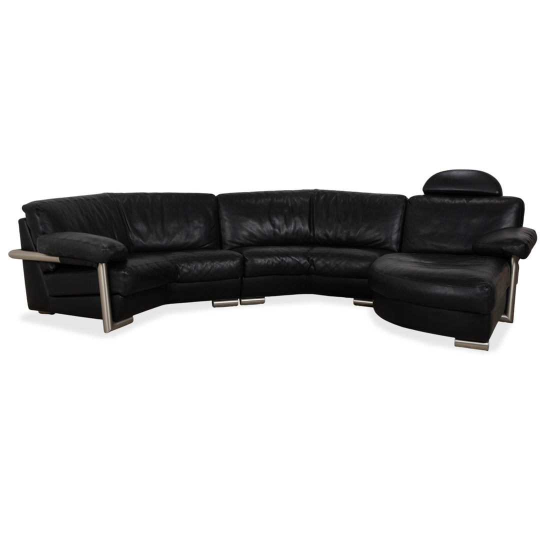 Artanova Medea Leder Ecksofa Schwarz Recamiere Rechts Sofa Couch