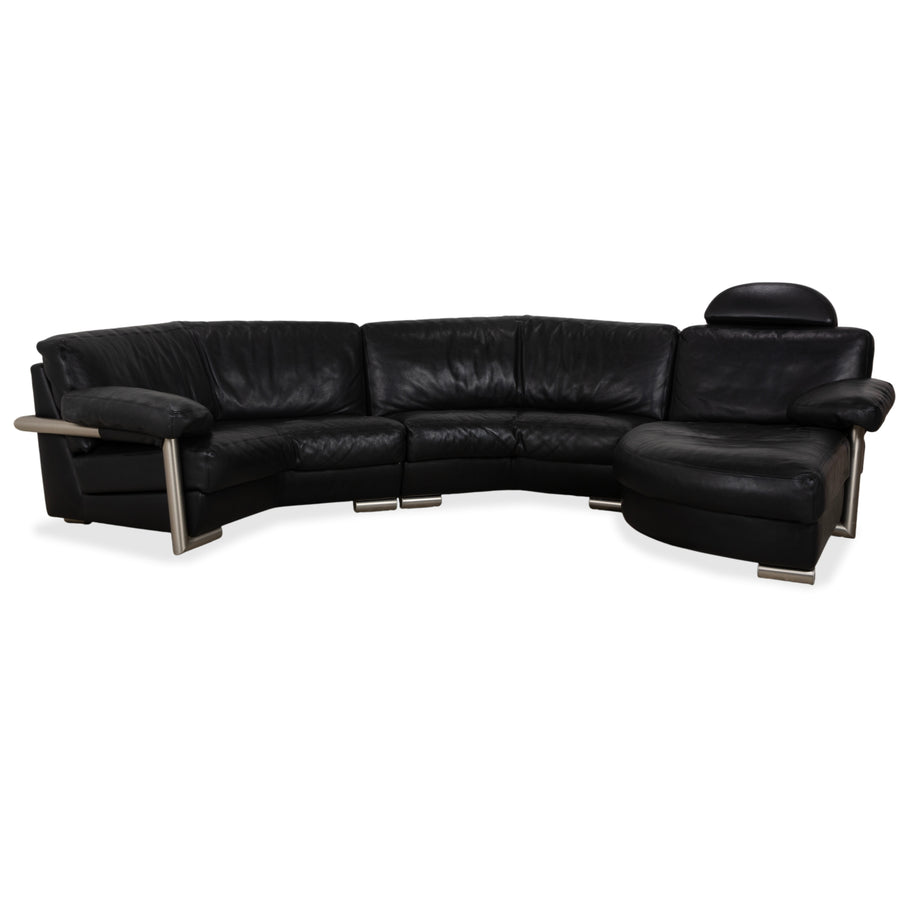 Artanova Medea Leder Ecksofa Schwarz Recamiere Rechts Sofa Couch