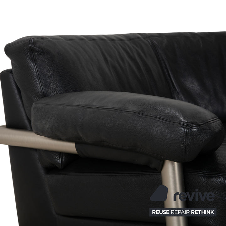 Artanova Medea Leder Ecksofa Schwarz Recamiere Rechts Sofa Couch