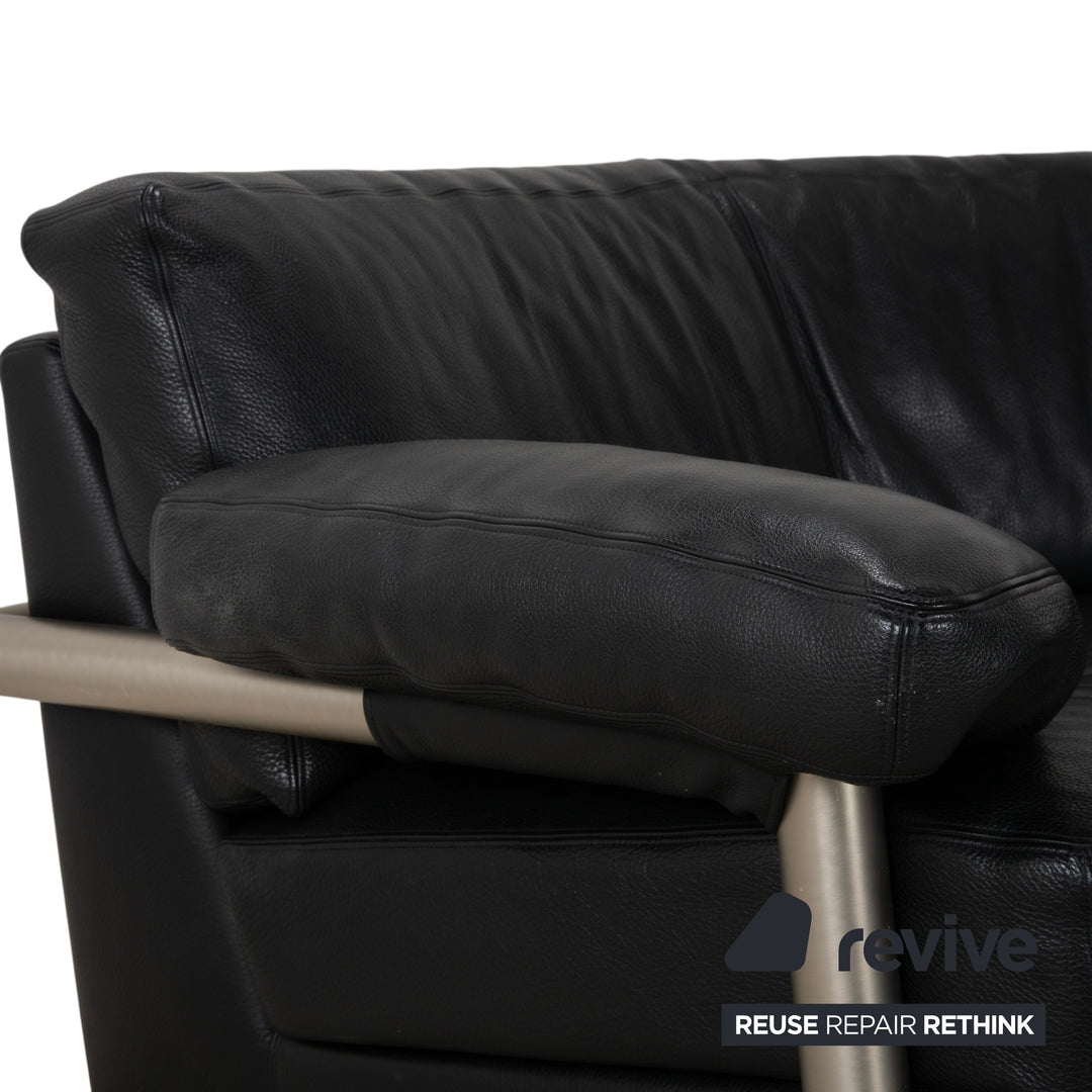 Artanova Medea Leder Ecksofa Schwarz Recamiere Rechts Sofa Couch