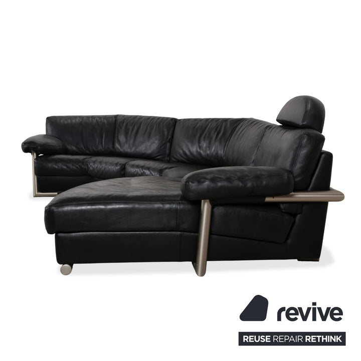 Artanova Medea Leder Ecksofa Schwarz Recamiere Rechts Sofa Couch