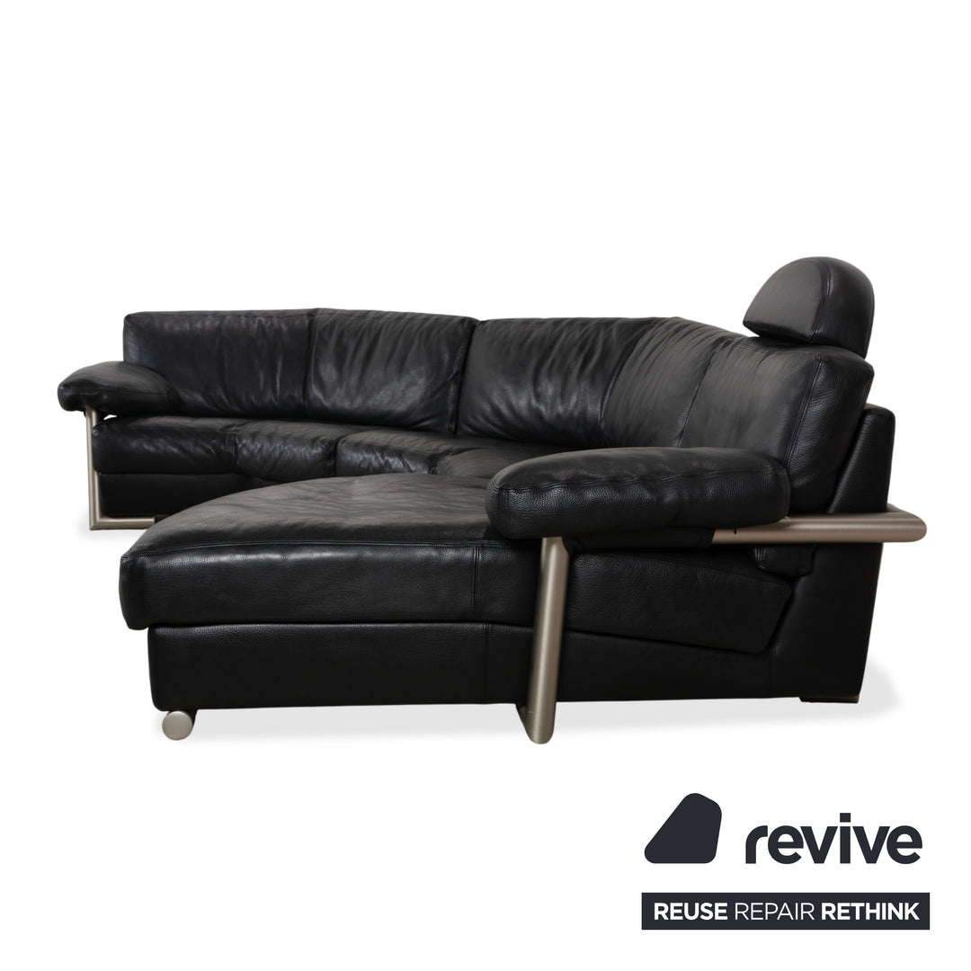Artanova Medea Leder Ecksofa Schwarz Recamiere Rechts Sofa Couch