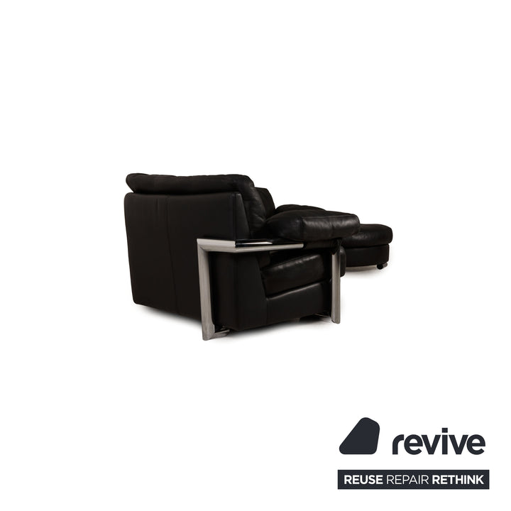 Artanova Medea Leder Ecksofa Schwarz Sofa Couch