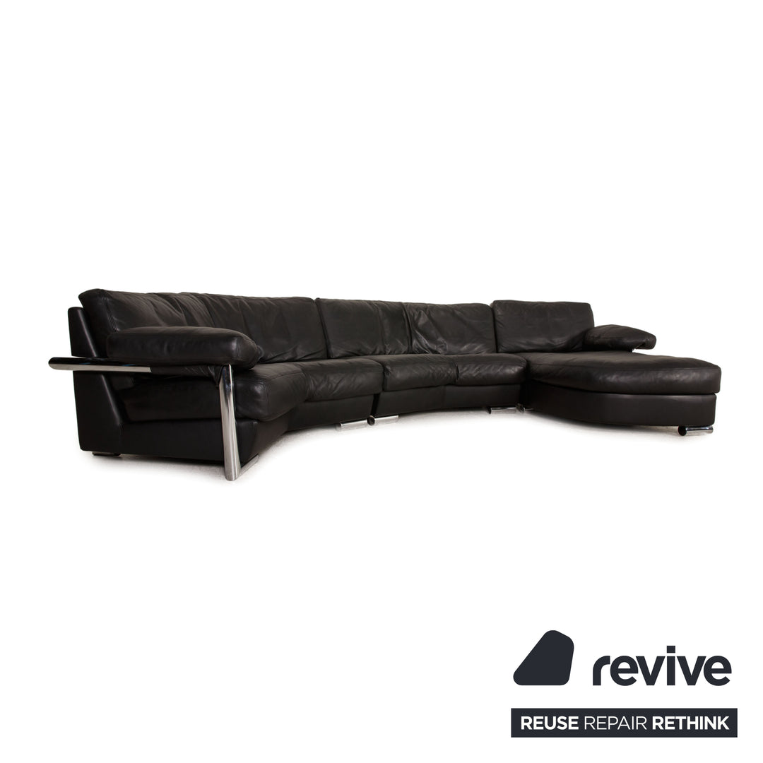 Artanova Medea Leder Ecksofa Schwarz Sofa Couch