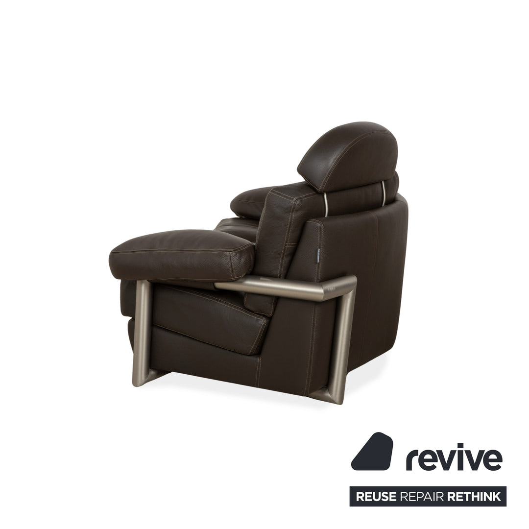 Ensemble de canapé en cuir Artanova Medea quatre places + fauteuil + chaise longue canapé marron foncé