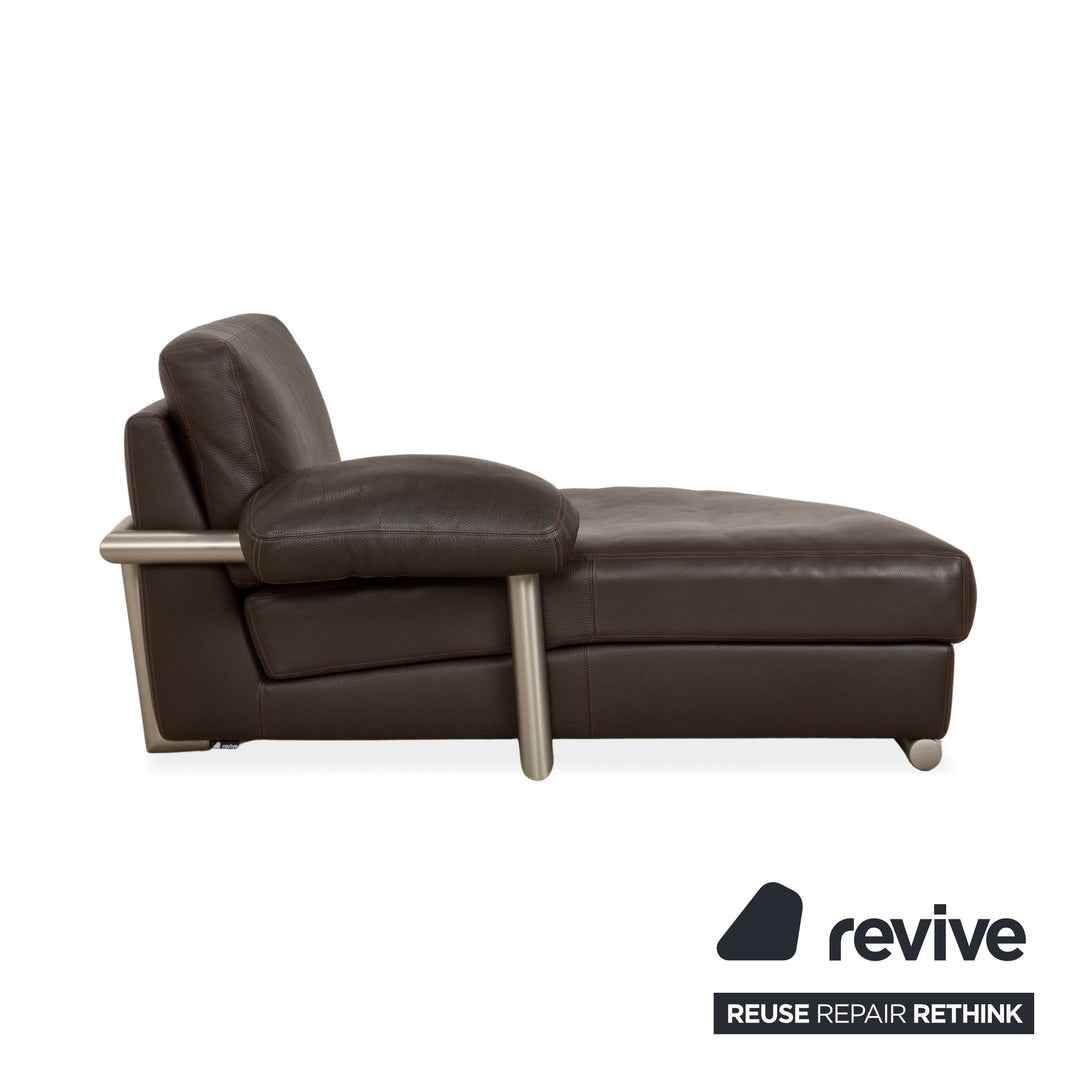 Artanova Medea Leder Garnitur Viersitzer + Sessel + Liege Dunkelbraun Sofa Couch