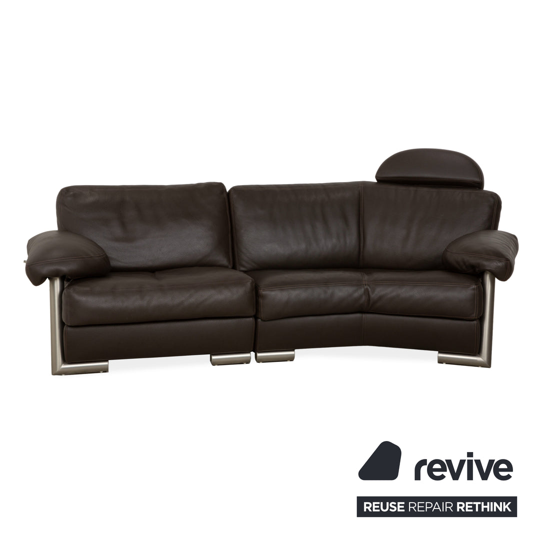 Ensemble de canapé en cuir Artanova Medea quatre places + fauteuil + chaise longue canapé marron foncé