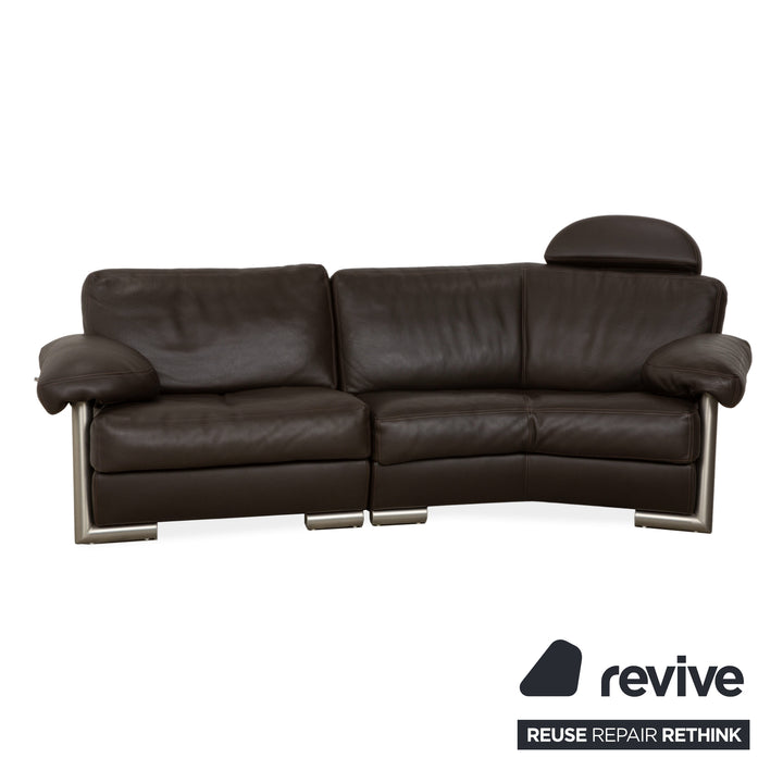 Ensemble de canapé en cuir Artanova Medea quatre places + fauteuil + chaise longue canapé marron foncé