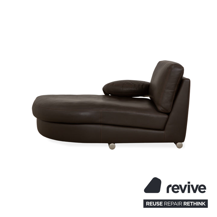 Ensemble de canapé en cuir Artanova Medea quatre places + fauteuil + chaise longue canapé marron foncé