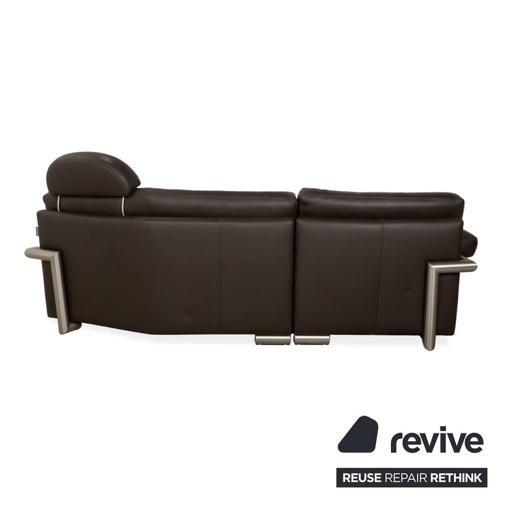 Ensemble de canapé en cuir Artanova Medea quatre places + fauteuil + chaise longue canapé marron foncé