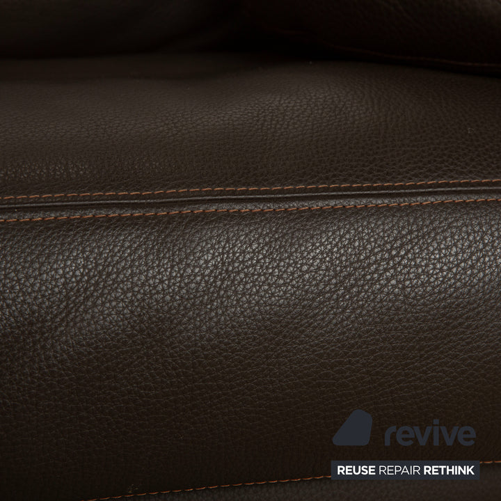 Artanova Medea Leder Garnitur Viersitzer + Sessel + Liege Dunkelbraun Sofa Couch