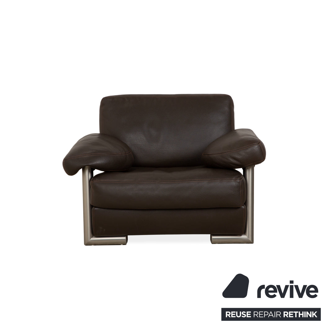 Ensemble de canapé en cuir Artanova Medea quatre places + fauteuil + chaise longue canapé marron foncé