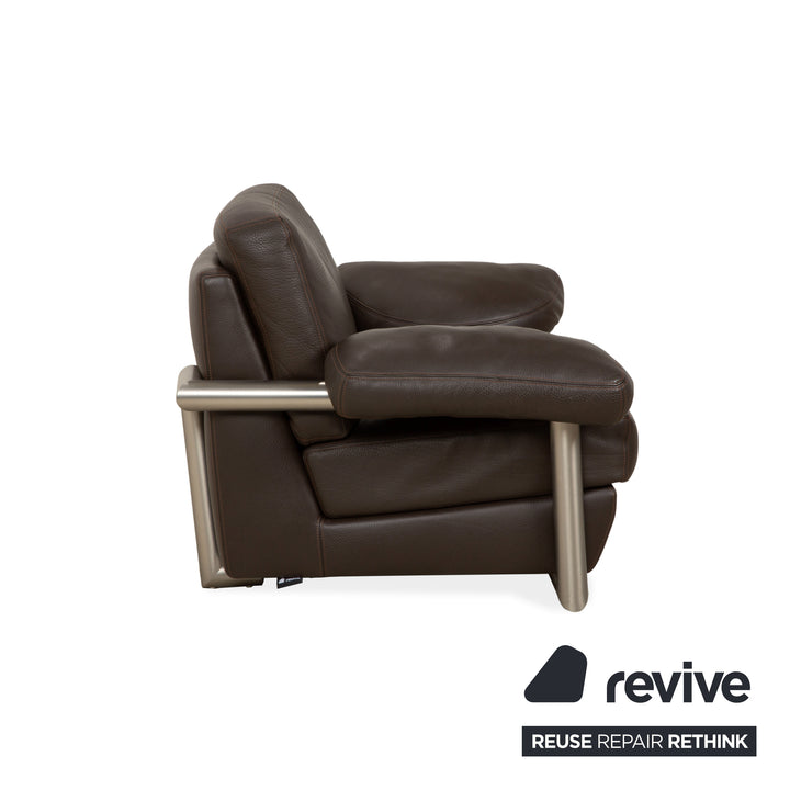 Artanova Medea Leder Garnitur Viersitzer + Sessel + Liege Dunkelbraun Sofa Couch