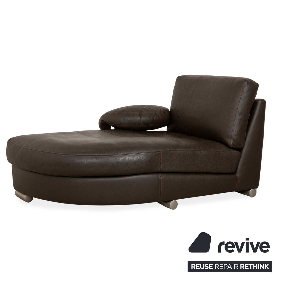 Ensemble de canapé en cuir Artanova Medea quatre places + fauteuil + chaise longue canapé marron foncé
