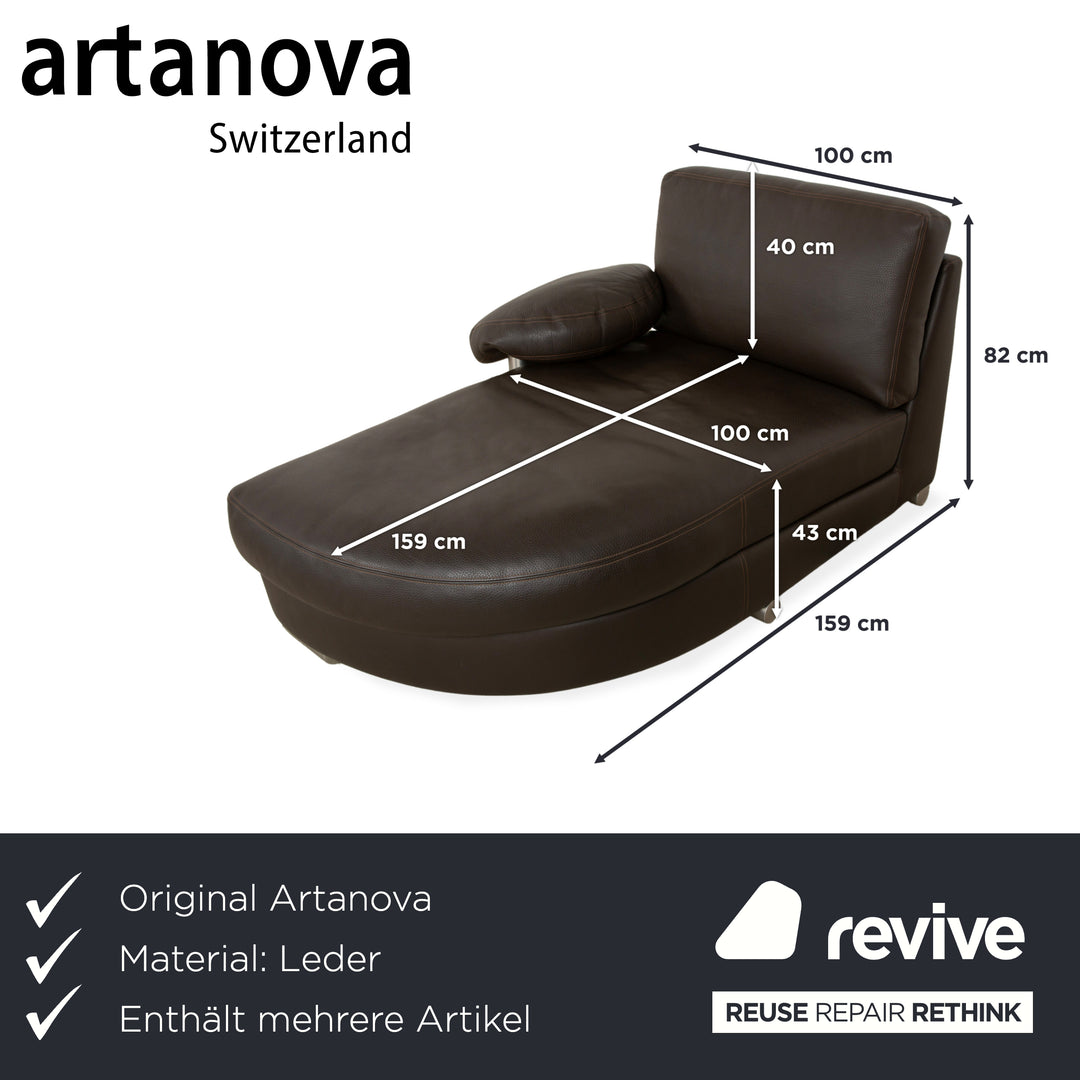 Ensemble de canapé en cuir Artanova Medea quatre places + fauteuil + chaise longue canapé marron foncé