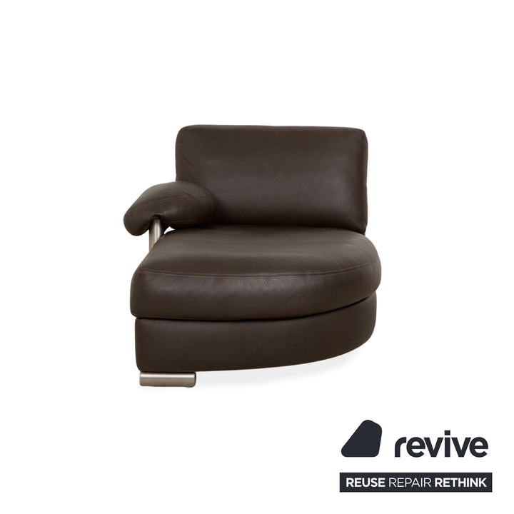 Ensemble de canapé en cuir Artanova Medea quatre places + fauteuil + chaise longue canapé marron foncé