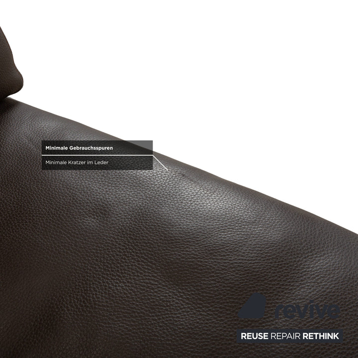 Ensemble de canapé en cuir Artanova Medea quatre places + fauteuil + chaise longue canapé marron foncé