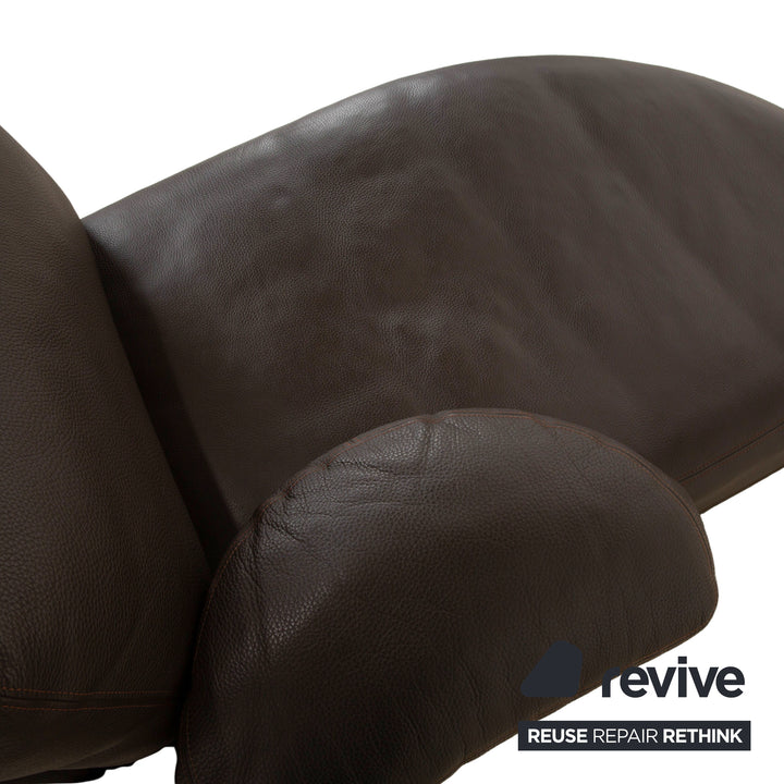 Ensemble de canapé en cuir Artanova Medea quatre places + fauteuil + chaise longue canapé marron foncé