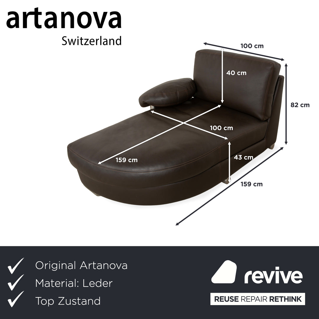 Chaise longue en cuir Artanova Medea marron foncé