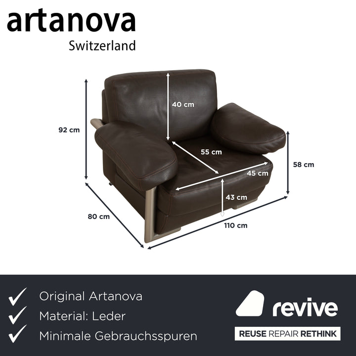 Artanova Medea Leder Sessel Dunkelbraun