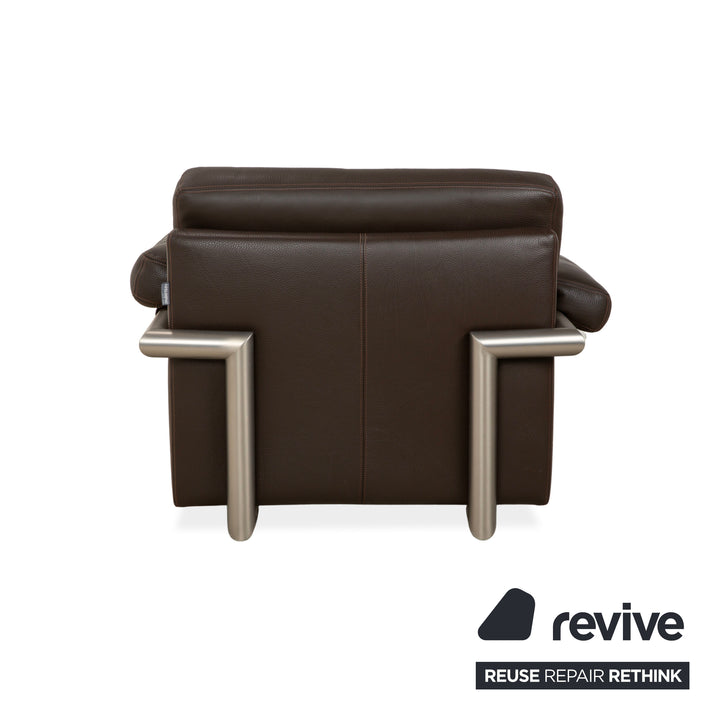 Fauteuil en cuir Artanova Medea marron foncé