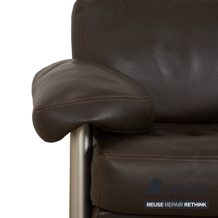 Fauteuil en cuir Artanova Medea marron foncé