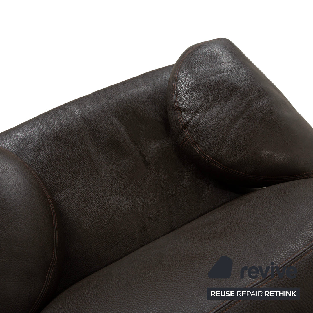 Fauteuil en cuir Artanova Medea marron foncé