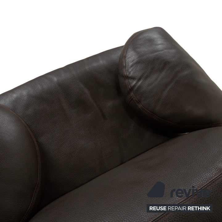 Fauteuil en cuir Artanova Medea marron foncé