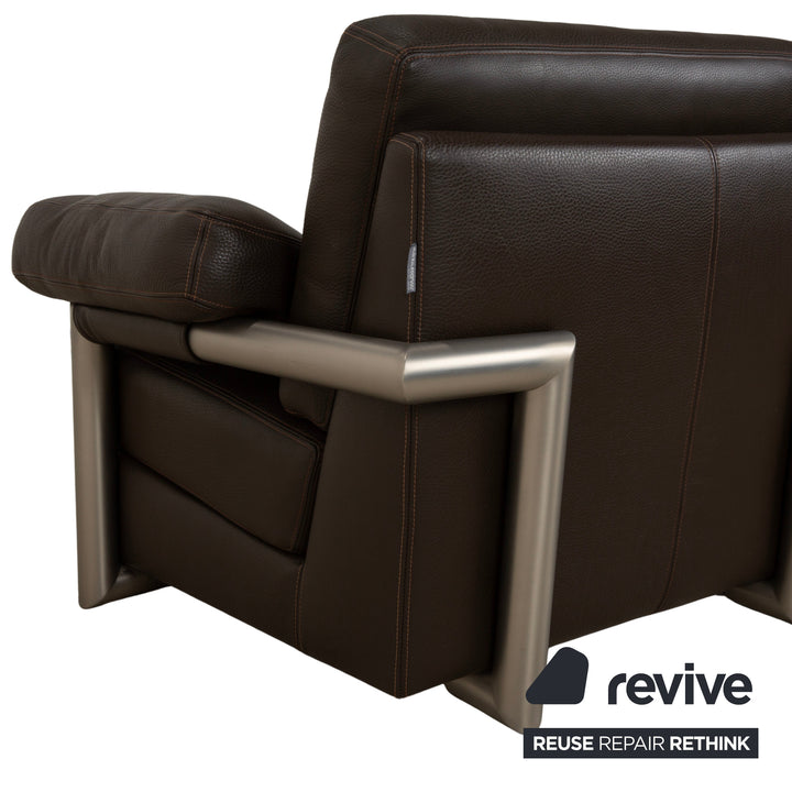 Fauteuil en cuir Artanova Medea marron foncé