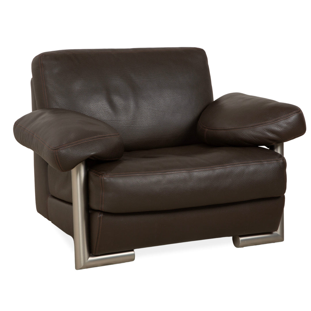 Fauteuil en cuir Artanova Medea marron foncé