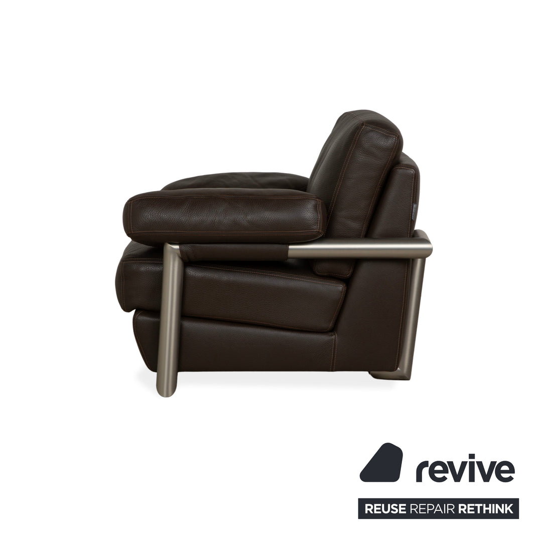 Fauteuil en cuir Artanova Medea marron foncé