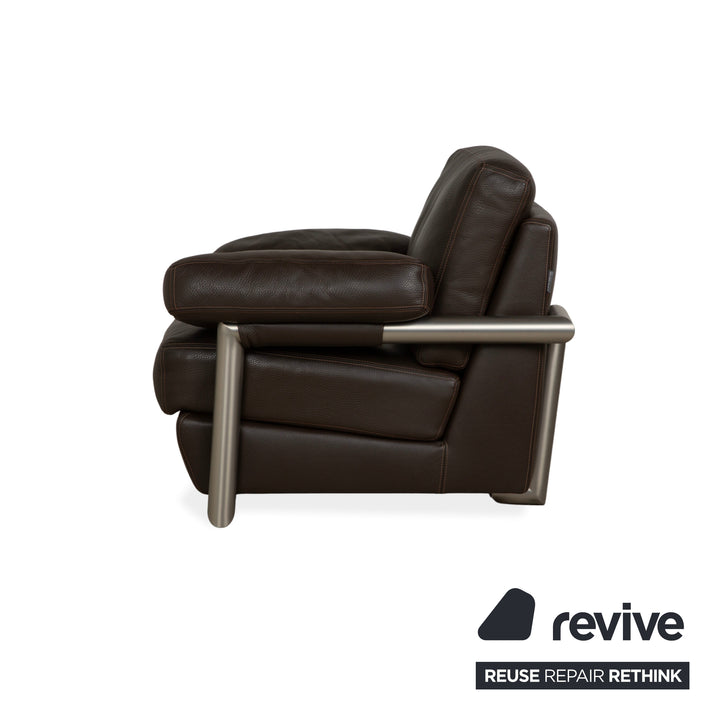 Fauteuil en cuir Artanova Medea marron foncé