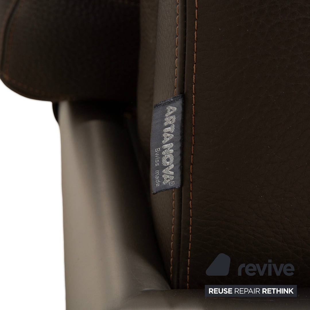 Fauteuil en cuir Artanova Medea marron foncé