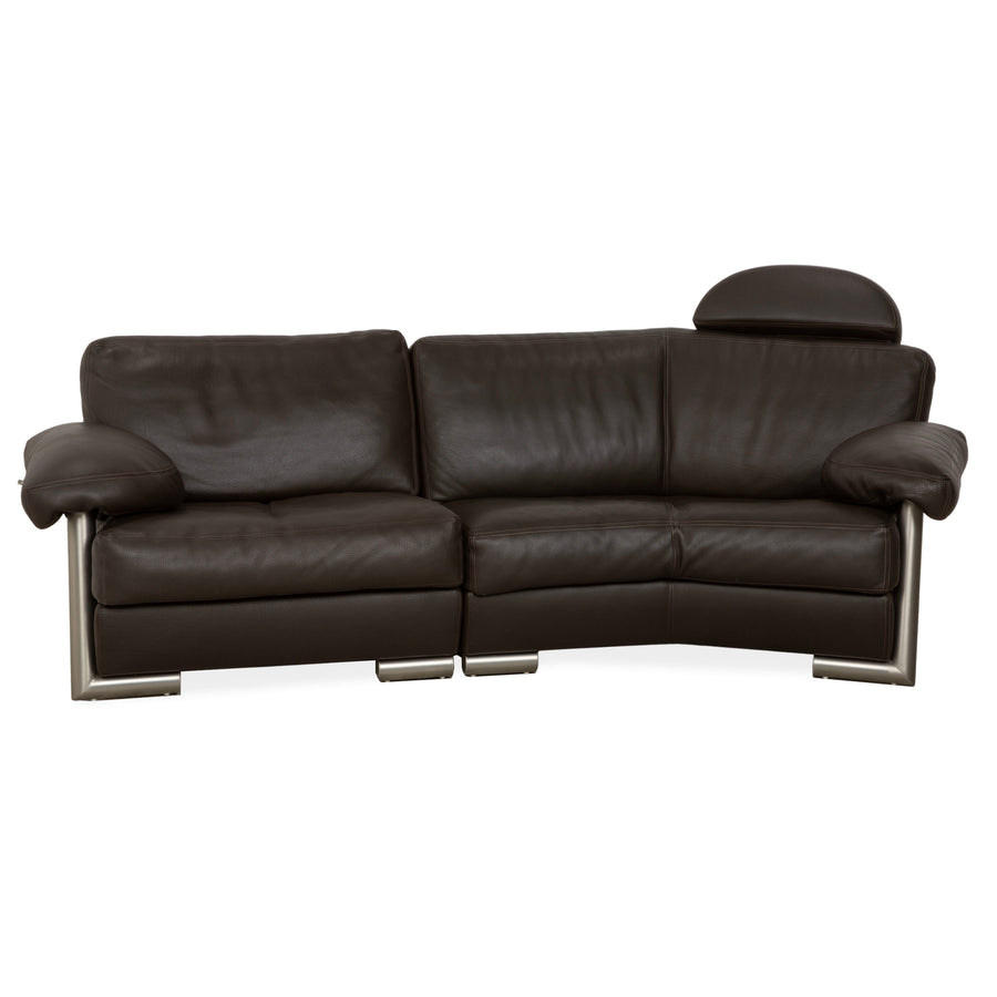 Artanova Medea Leather Four-Seater Dark Brown Sofa Couch