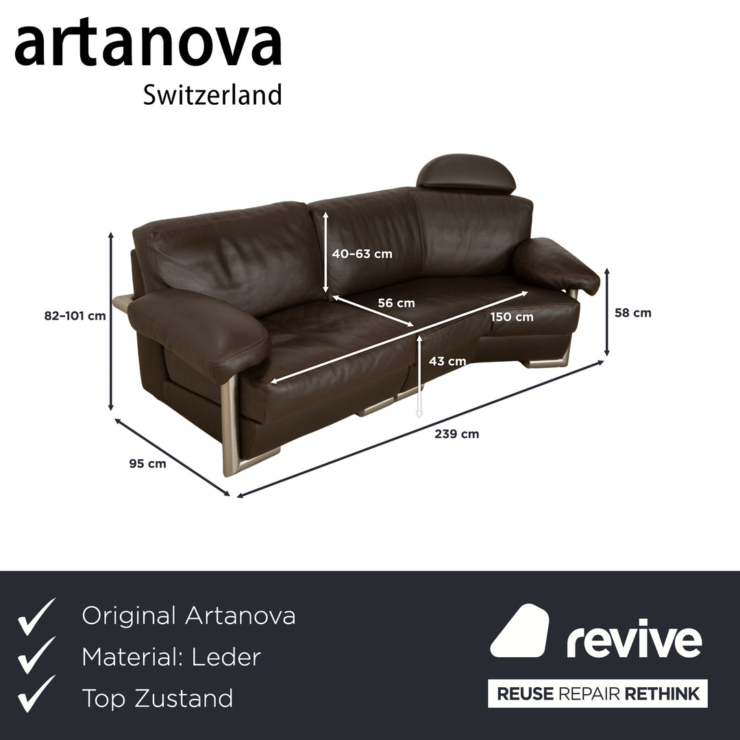 Artanova Medea Leder Viersitzer Dunkelbraun Sofa Couch
