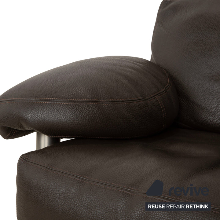 Canapé quatre places en cuir marron foncé Artanova Medea